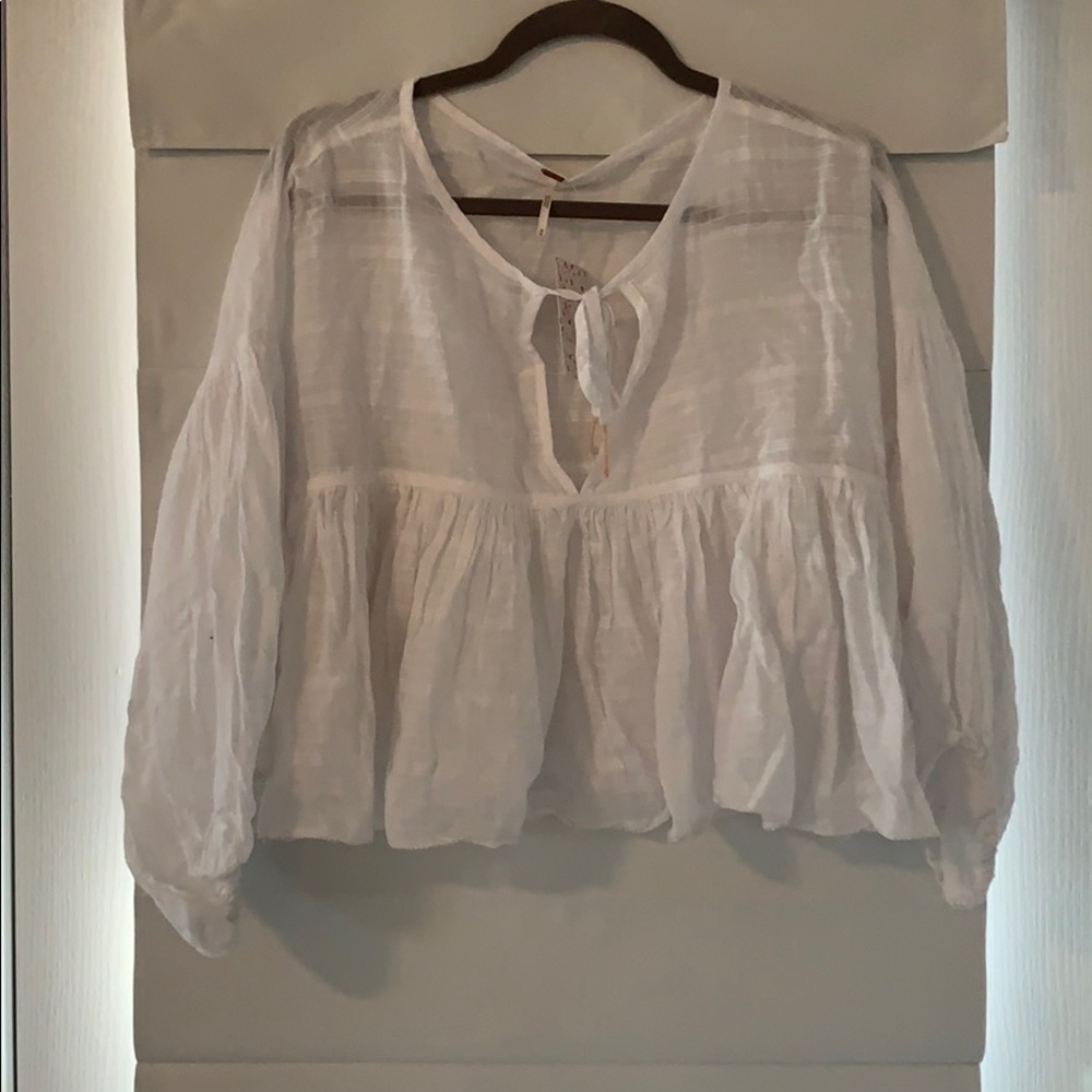 Free People Balloon Sleeve Crop Top